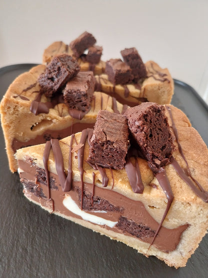 Brownie Stuffed Chocolate Cookie Pie Slices