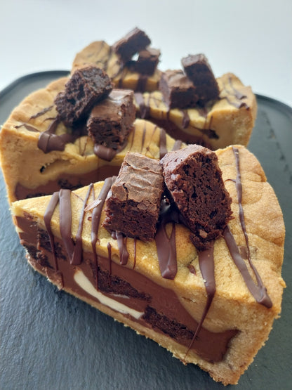 Brownie Stuffed Chocolate Cookie Pie Slices