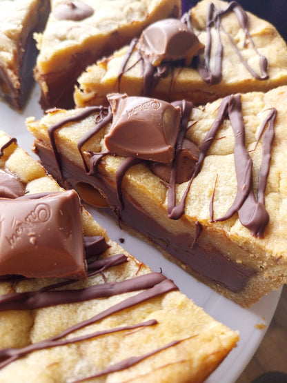 Chocolate caramel cookie pie slices